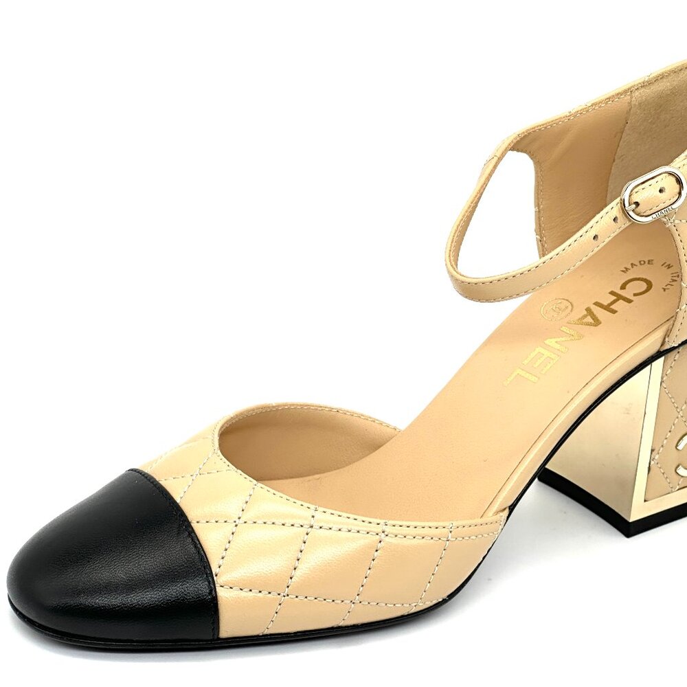 CHANEL 24B Lambskin Quilted Leather Mary Jane Pumps Mirror Heel Sandals - Picture 5 of 16